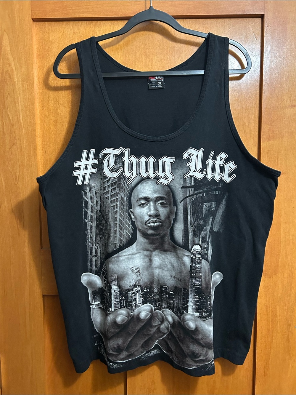 Vintage Tupac 2Pac Thug Life Rap Tee Hip Hop Black T-shirt Sz XL Sleeveless 90s